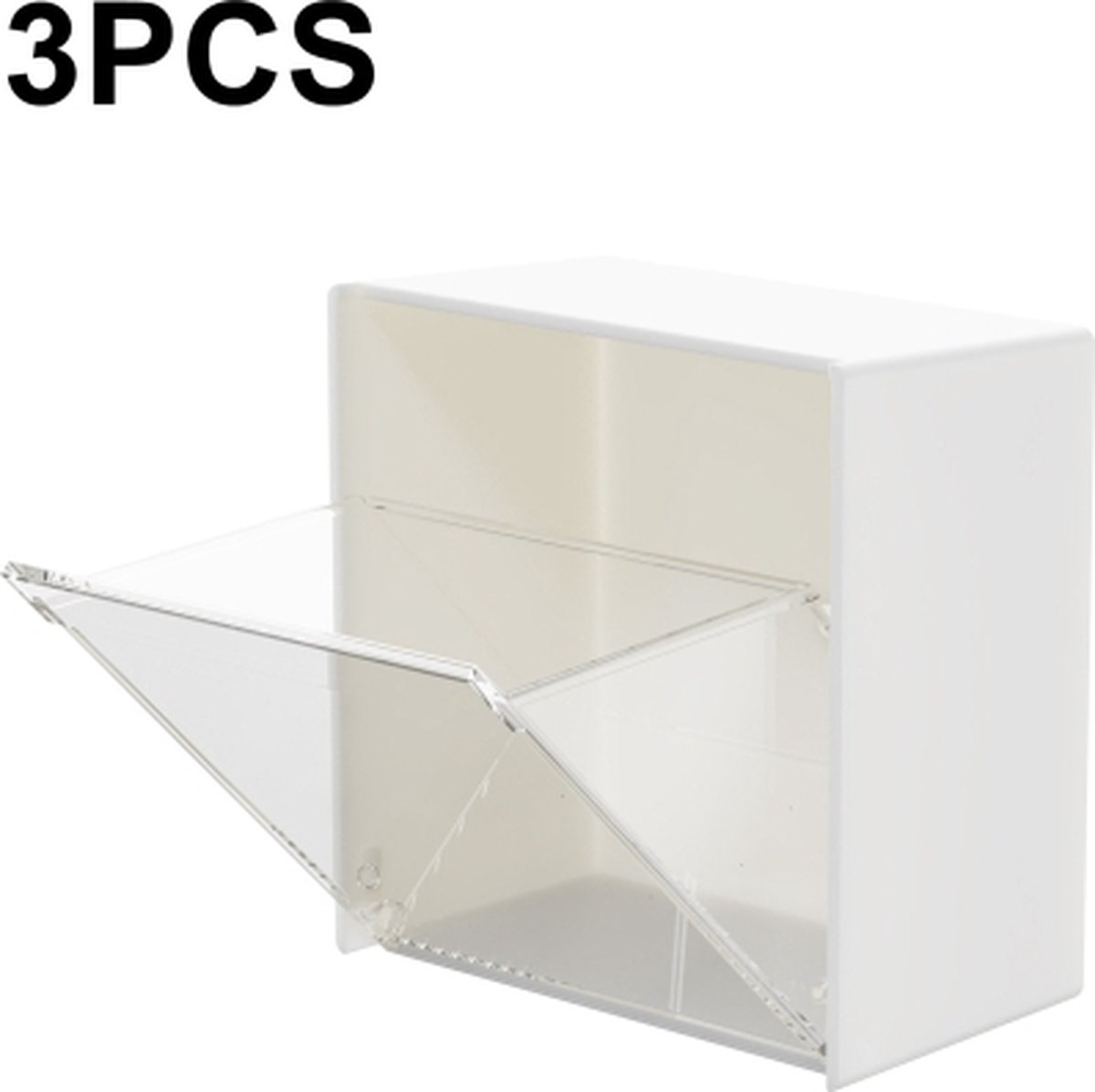 3 STKS Wandmontage Flip Opbergdoos Plakken Kleine Object Opbergdoos (Wit)