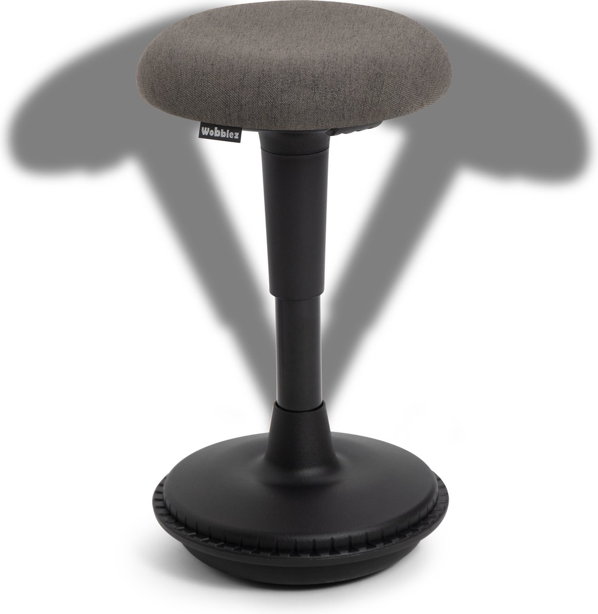 Wobblez® Ergonomische Bureaustoel voor Zit Sta Bureaus met een Hoogte 75-95 cm - Wiebelkruk in Hoogte Verstelbaar van 55-75 cm - Antraciet Zwart 55