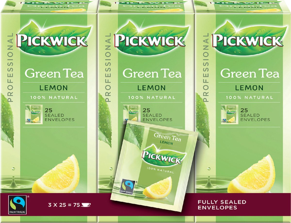 Thee pickwick fair trade green lemon 25x1.5gr | 3 stuks