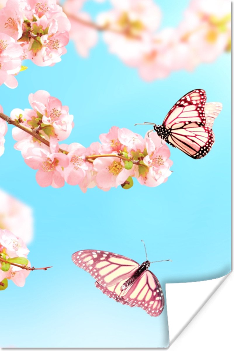 Poster Vlinders - Boom - Bloemen - 80x120 cm