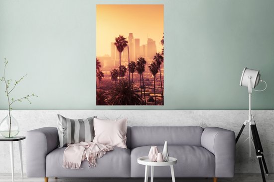 Affiche Palmier - Skyline - Coucher de soleil - Architecture - 80x120 cm