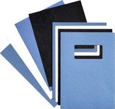 Voorblad gbc a4 lederlook met venster 250gr blauw | Pak a 50 stuk | 10 stuks