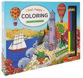 Feel Happy Coloring - Kleurboek & potlodenset - 3-in-1 kleurbox