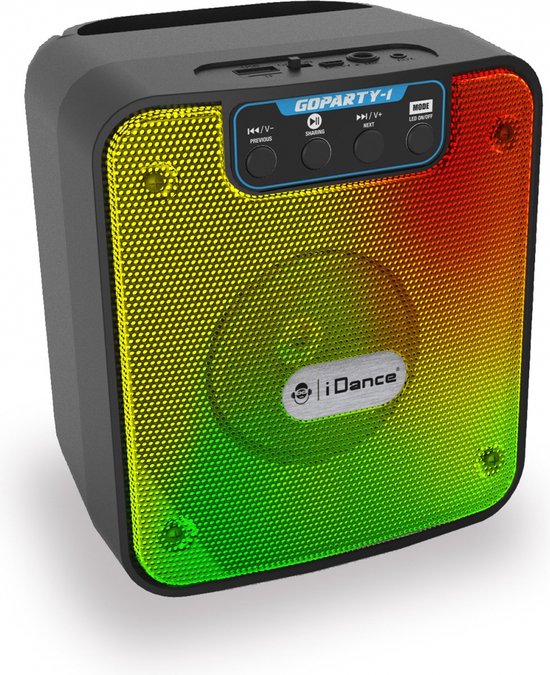 Bluetooth speaker Idance Goparty-1, draagbaar, LED verlichting, 2-4 uur afspeeltijd, USB, MicroSD, AUX
