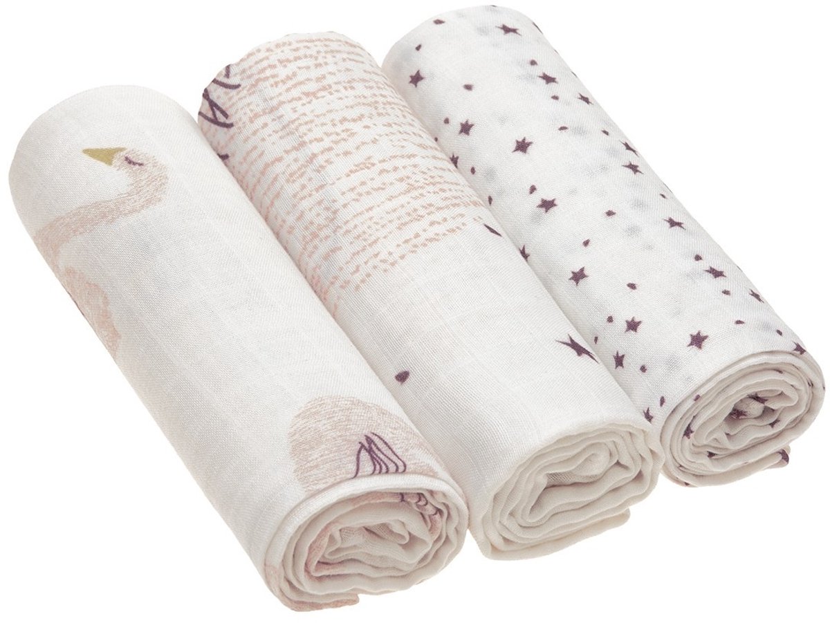 Goedkoopste Lässig Hydrofiele luier swaddle doek 3 stuks Little Water Swan 80 x 80 cm