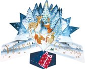 3D Pop-up Wenskaart met envelop - Merry Christmas - Woodland Animals