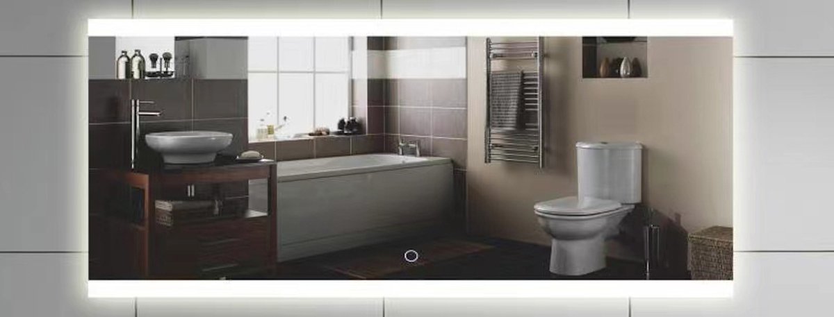 WOON-DISCOUNTER.NL - Spiegel Narvik 80 x 60 - Rechthoek - Frameloos - LED-verlichting (dimbaar) - Anti-condens - 301523