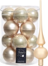 Decoris kerstballen - 16x st 8 cm - incl. mat piek - champagne -glas