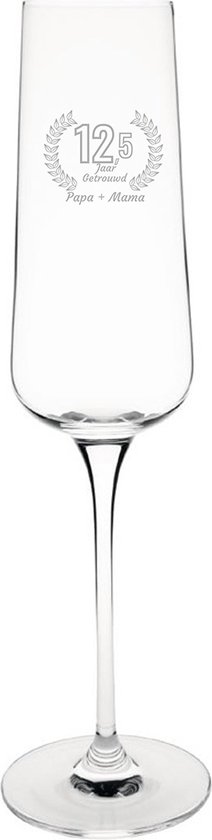 Verre à Champagne gravé 27cl Papa + maman mariés 12,5 ans