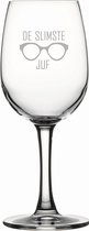 Gegraveerde witte wijnglas 26cl De slimste Juf