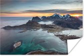 Poster Fjorden bij zonsopkomst in Noorwegen - 30x20 cm