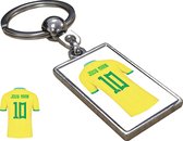 Brazilië Shirt met Jouw Naam - WK2022 - Gepersonaliseerde Sleutelhanger met Jouw Naam en Nummer - Cadeau - Verjaardag - Kerst - Kado - Valentijn - Gepersonaliseerd Cadeau - Voetbal