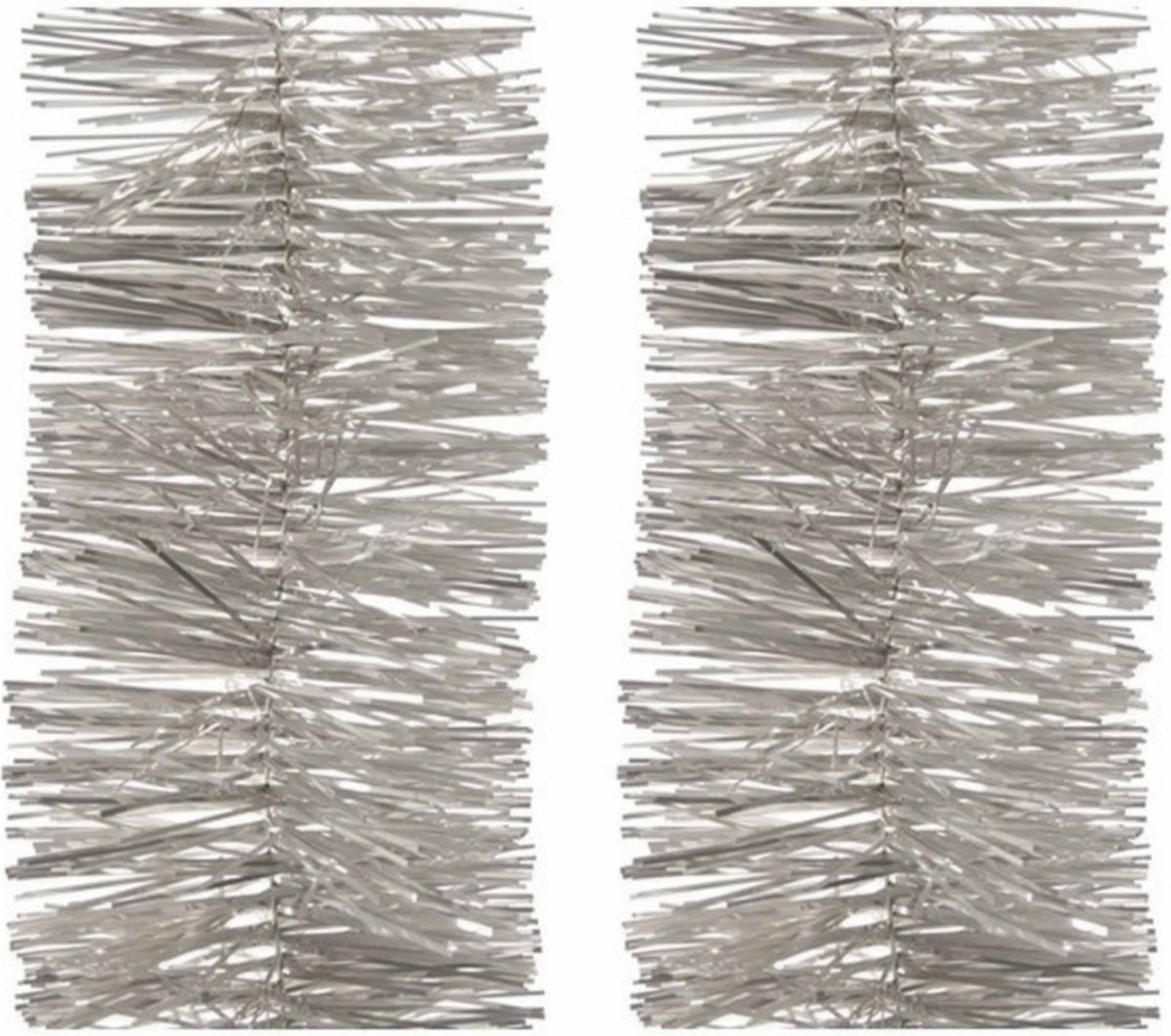 4x Kerstslingers licht parel/zilver 270 cm - Guirlandes folie lametta - Licht parel/zilveren kerstboom versieringen