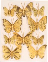 3x pcs décoration papillons sur clip or brillant 8 cm - Décoration de mariage/Décor de Noël décoration papillons