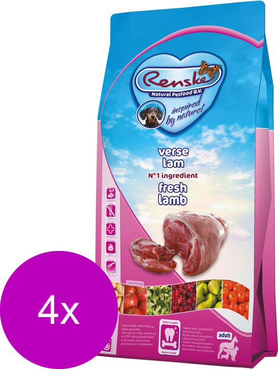 Renske Adult Lam - Hondenvoer - 4 x 2 kg Graanvrij