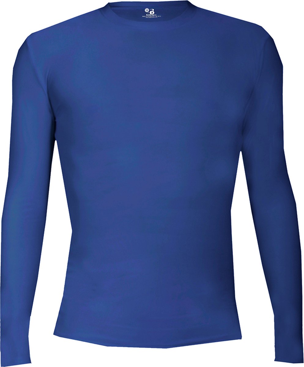 BADGER SPORT - Shirt Met Lange Mouwen - Pro Compression - Diverse Sporten - Volwassenen - Polyester/Elastaan - Heren - Ronde Hals - Ondershirt - Zweet Afvoerend - Kobalt Blauw - Medium
