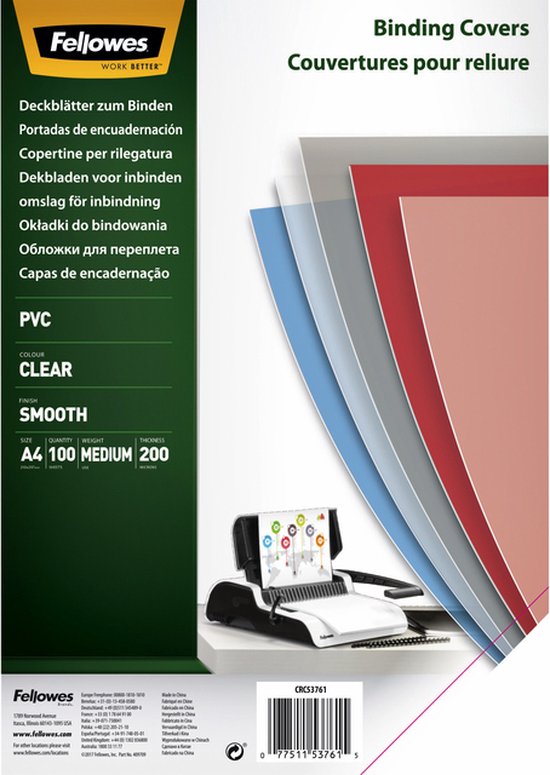 Fellowes schutbladen A4 transparant 200 micron 100 stuks PVC | bol.com
