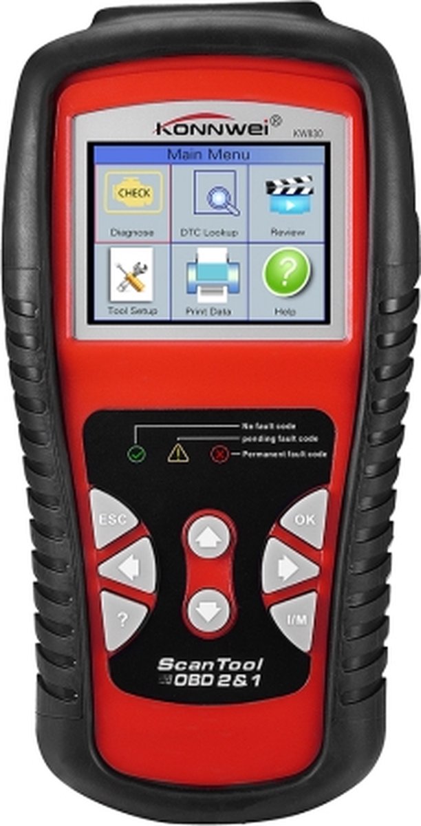 Konnwei KW830 OBD2-scanner met accuspanningstest