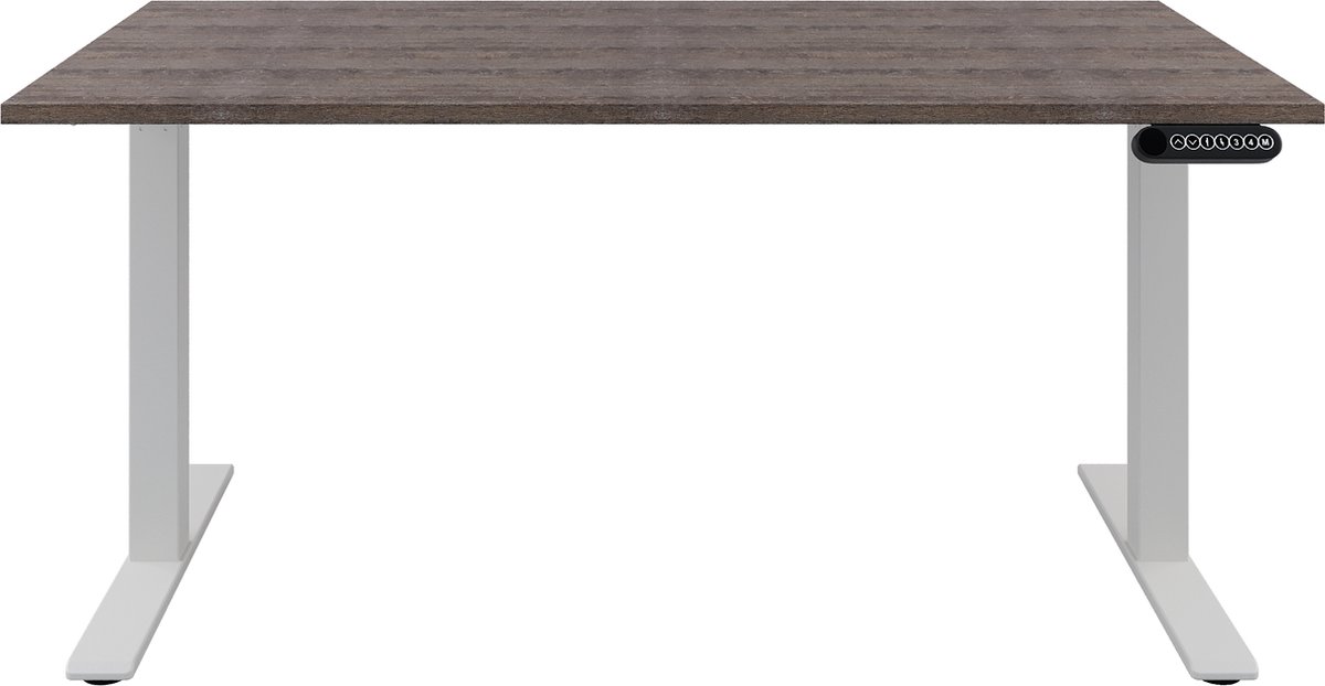 Zit sta Bureau  Verstelbaar bureau  140 x 80  Logan eiken  Wit onderstel-- blad- onderstel- x80
