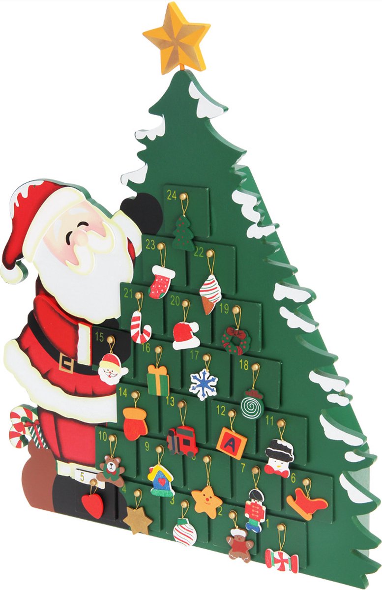 Spielwerk Adventskalender Kestman - 24 Lades Hout 52x39x6cm - Groen