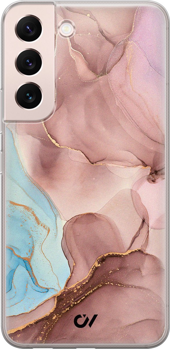 Hoesje geschikt voor Samsung Galaxy S22 hoesje - Marble Clouds - - Roze - - Casevibes