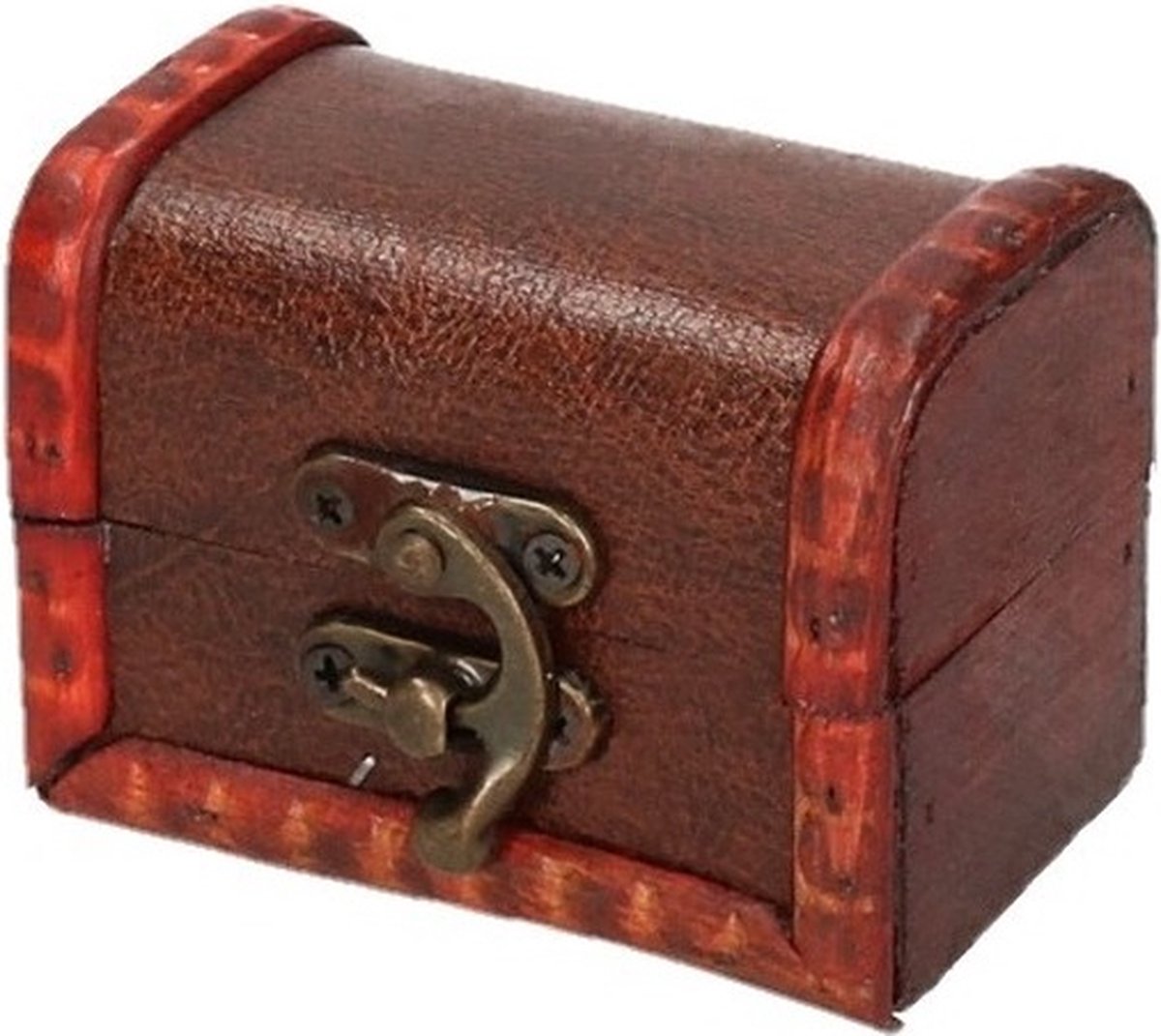 Sieraden kistje roodbruin voor kinderen 8 cm - Opbergkistje vintage