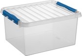 Boîte de rangement Sunware Q-Line - 36L - Plastique - Transparent / Bleu