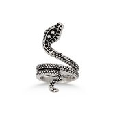 Yueser Slangring, 6 stuks, verstelbare slangenring, punk, vintage ringen voor dames en heren (goud, zilver en zwart), Metaal