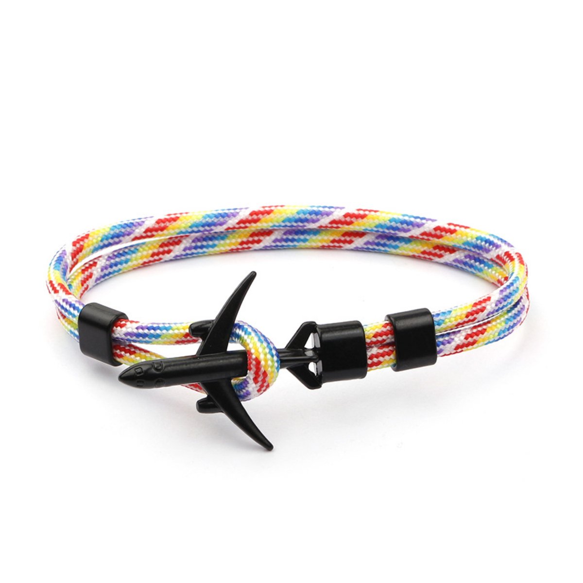 Kungu - Regenboog - Vliegtuig - Luxe rope armband voor heren en dames - Outdoor Milano line - Cadeau - Geschenk - Voor Man - Vrouw - Armbandje - Jewellery