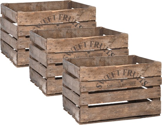 Set de 4 caisses/caisses de rangement en bois à fruits 42 x 51 cm