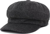 Baker Boy Cap - Donkergrijs / Antraciet / Zwart - Katoen - one size - Vintage style - warm - muts - hoed - baret - ballonpet - winterpet - Peaky Blinders style - hoofddeksel