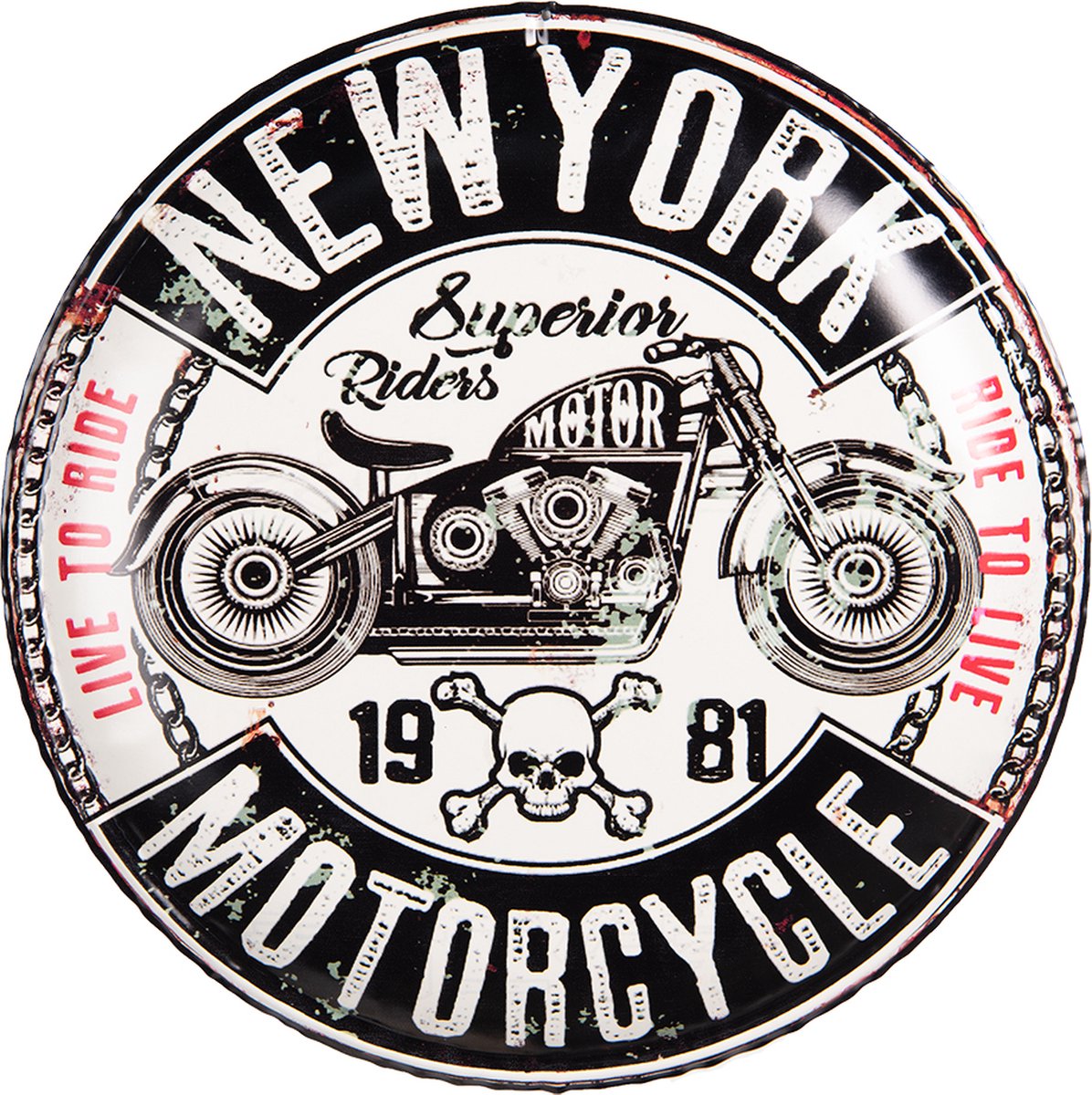 Tekstbord Ø 35 cm Zwart IJzer Motor