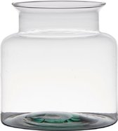 Transparante home-basics vaas/vazen van glas 19 x 19 cm - Bloemen/takken/boeketten vaas voor binnen gebruik