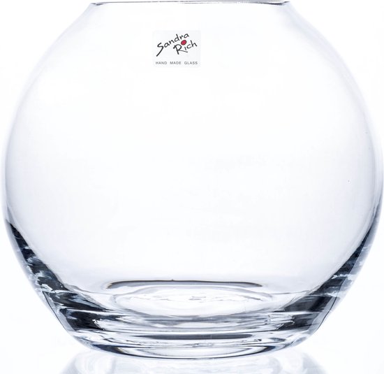 Ronde vissenkom model bloemenvaas/vazen van transparant glas 19 x 17 cm - Bloemen/boeketten/takken
