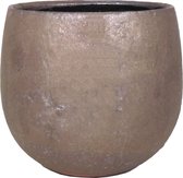 Bloempot/plantenpot schaal van keramiek in een glanzend brons kleur met diameter 14/11.5 cm en hoogte 10.5 cm - Binnen gebruik