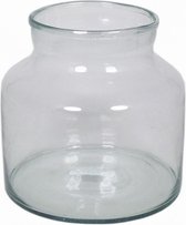 Glazen melkbus bloemen vaas/vazen smalle hals 21 x 20 cm - Transparante bloemenvazen van glas