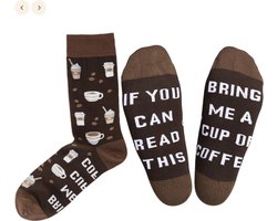 Sokken met grappige tekst: Bring me some coffee - Dames/Mannen maat 38-43 - Koffie