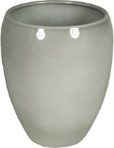 Bloemen vaas/vazen glanzend grijs van keramiek D20 x H23.5 cmï¿½- Bloempot/plantenpot/bloemenvaas