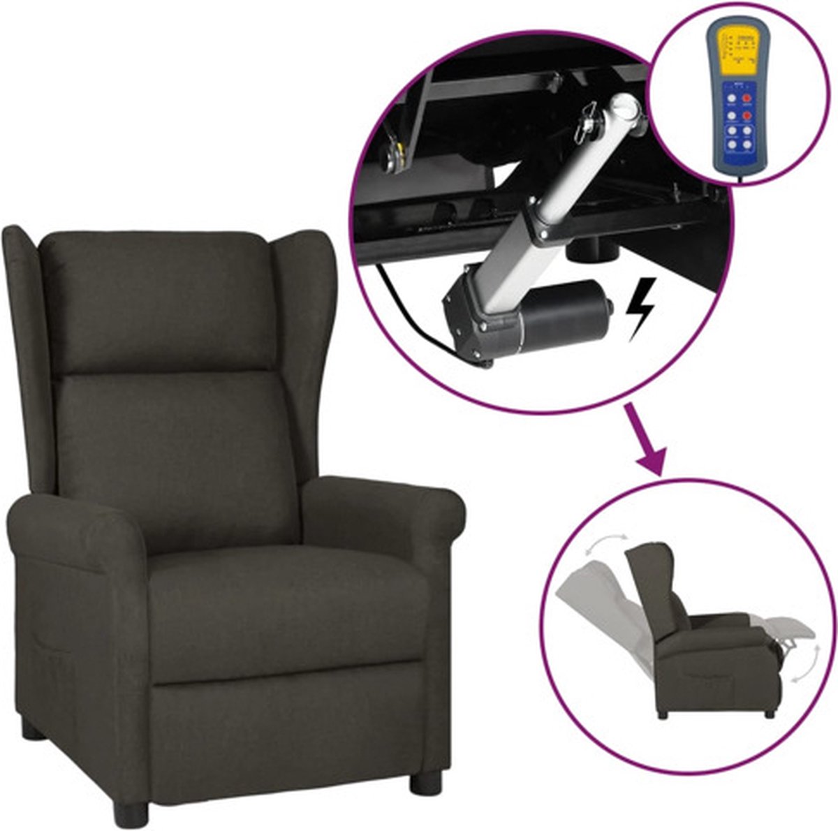 vidaXL Fauteuil - verstelbaar - elektrisch - stof - taupe