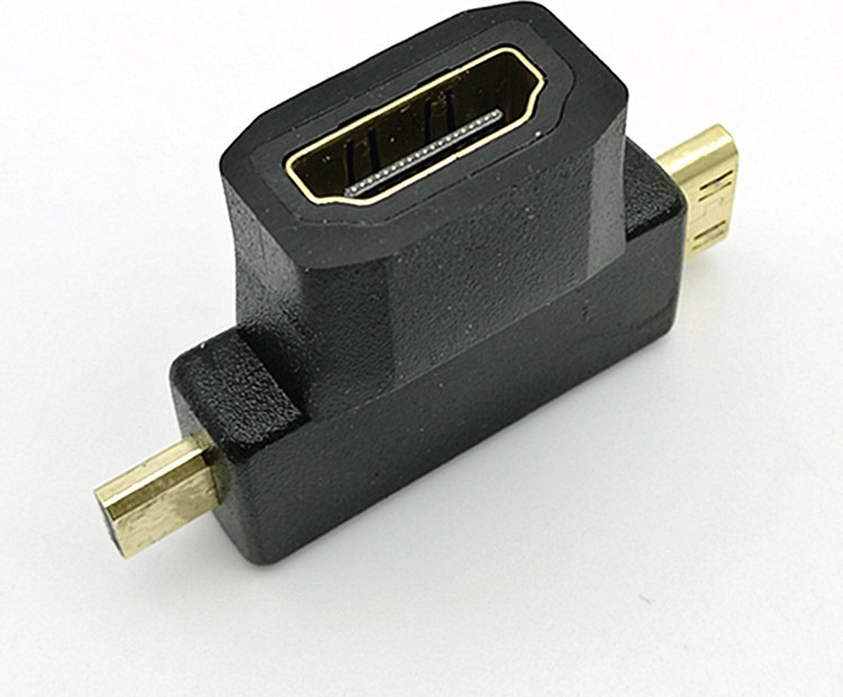 Ein Hdmi Ausgang 2 Bilder 2 in 1 - HDMI adapter HDMI female naar MINI-HDMI Male en MICRO-HDMI