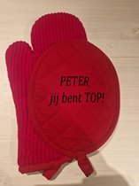 Set Ovenwant met tekst: PETER, jij bent TOP!