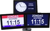 Dementieklok- kalenderklok- seniorenklok met dagdeelaanduiding- keuze uit 3 verschillende displays in 1 klok- analoog of digitaal- Extra groot 10 inch - Zwart