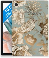Siliconen Hoesje geschikt voor Samsung Galaxy Tab A8 2021/2022 Vintage Bird Flowers
