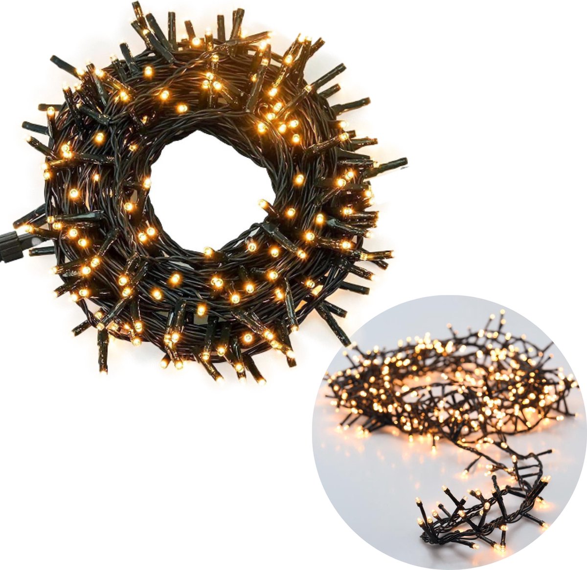 Cheqo® Kerstboomverlichting - Micro Clusterverlichting - Kerstlampjes - Led Verlichting - Kerstverlichting voor Binnen en Buiten - 1500 LED's - 30 Meter - Extra Warm Wit