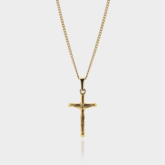 Kruis Hanger Ketting - Gouden Cross Pendant Ketting - 50 cm lang - Ketting Heren met Hanger - Griekse Mythen - Olympus Jewelry