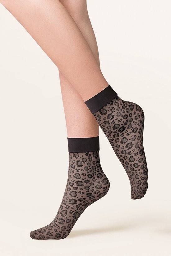 Lot de 2 collants Gabriella motif léopard Caty, 20 deniers, noir