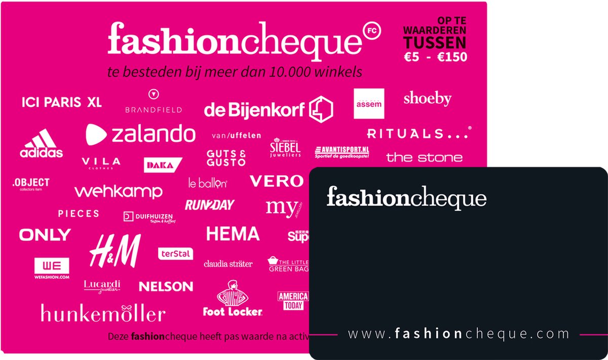 fashioncheque roze – Cadeaukaart 25 euro | bol.com
