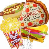 Folie ballonnen pakket- Hotdog- Pizza- Hamburger- Popcorn- Verjaardag- Kinderfeestje- 40 inch- 4 stuks