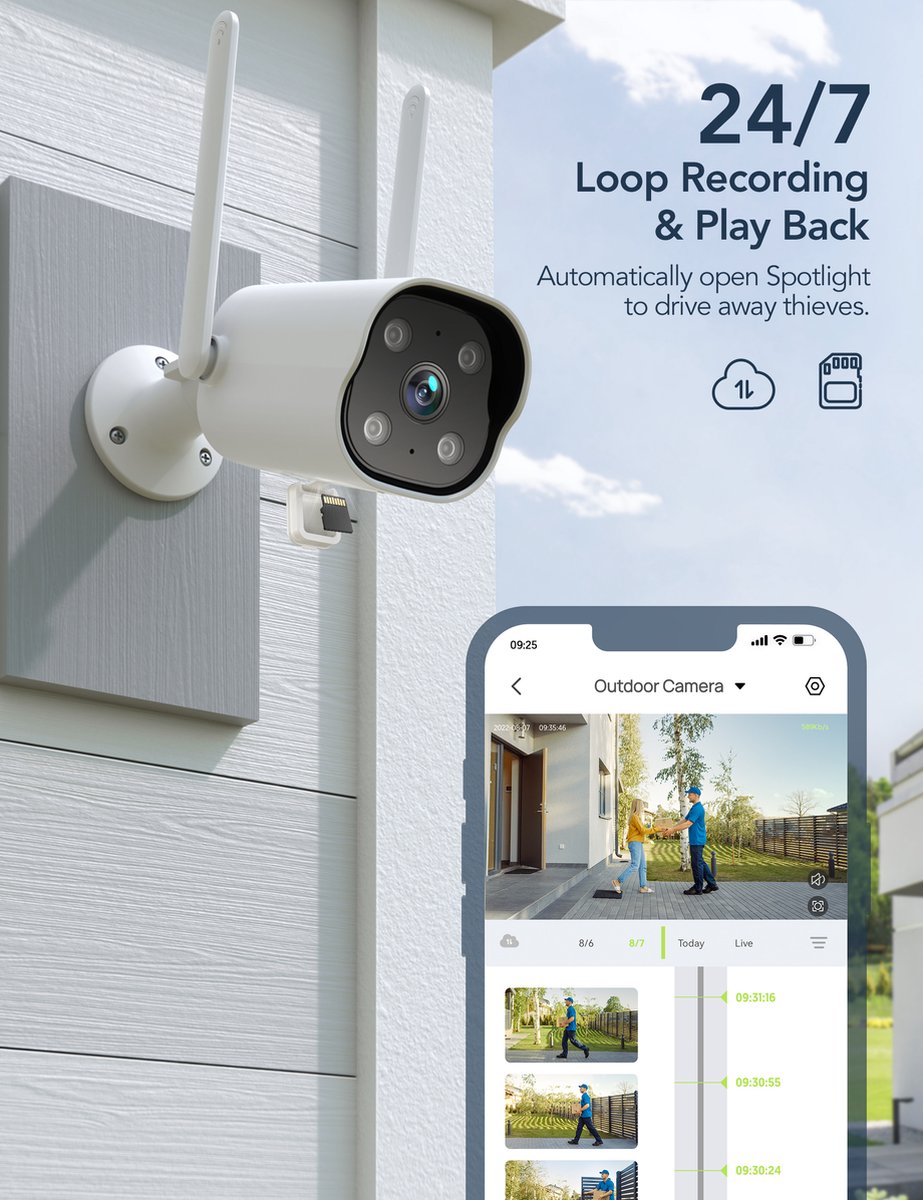 GNCC GT1Pro Bewakingscamera voor Buiten - 2K IP-camera's - Wifi en app - Nachtzicht - Tweerichtingsaudio - Wit – foto 3