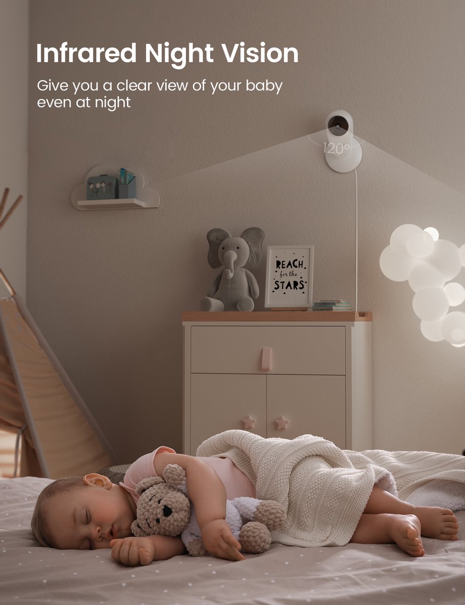 KALADO GC1Pro Wifi Babyfoon met Camera - Nachtzicht - afbeelding 2